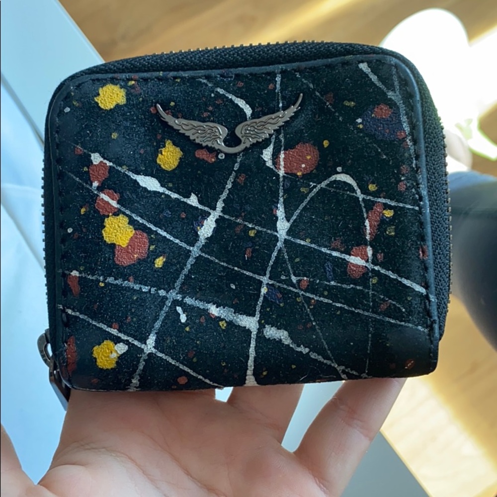 Zadig & Voltaire splatter paint mini wallet.